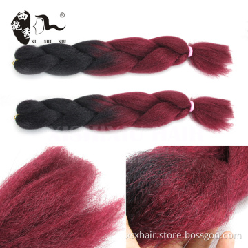 Factory wholesale price jumbo braid hair box braids ombre two tone color synthetic braiding hair extension